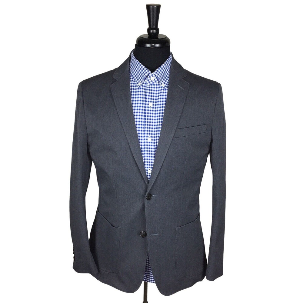 Land's End Tailored Fit Gray Cotton Blend Stretch Sport Coat Blazer 38R